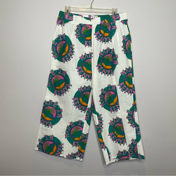 Asos Wide Leg High Rise Pull On Graphic Pants “made in Kenya” - NWT - Picture 4 of 11